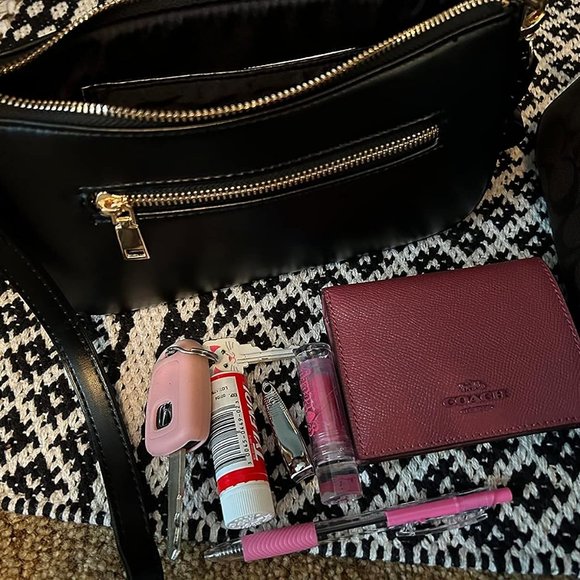 Nieimee Zhou Women Black Leather Shoulder Bag Classic Tote with Zipper Closure - Picture 10 of 11